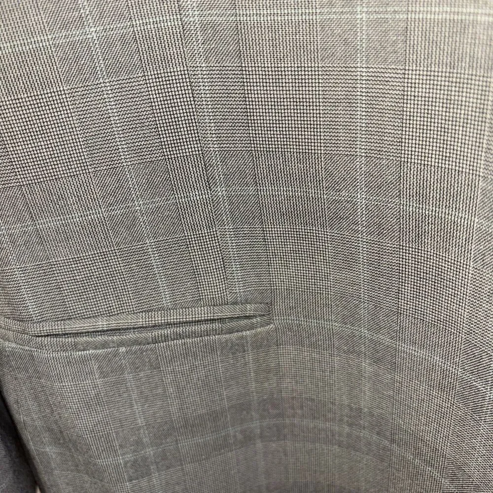 Giorgio Armani Suit Jacket 44L Wool Black Windowpane Luxury Designer Italy Lined